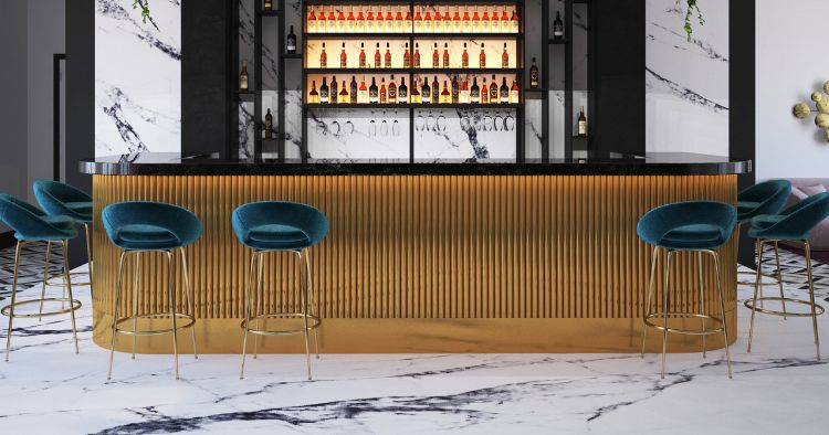 Bar Einrichtung mit edlem Marmor