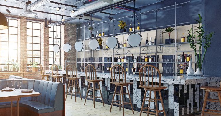 Bar Inneneinrichtung in klassischem Blau